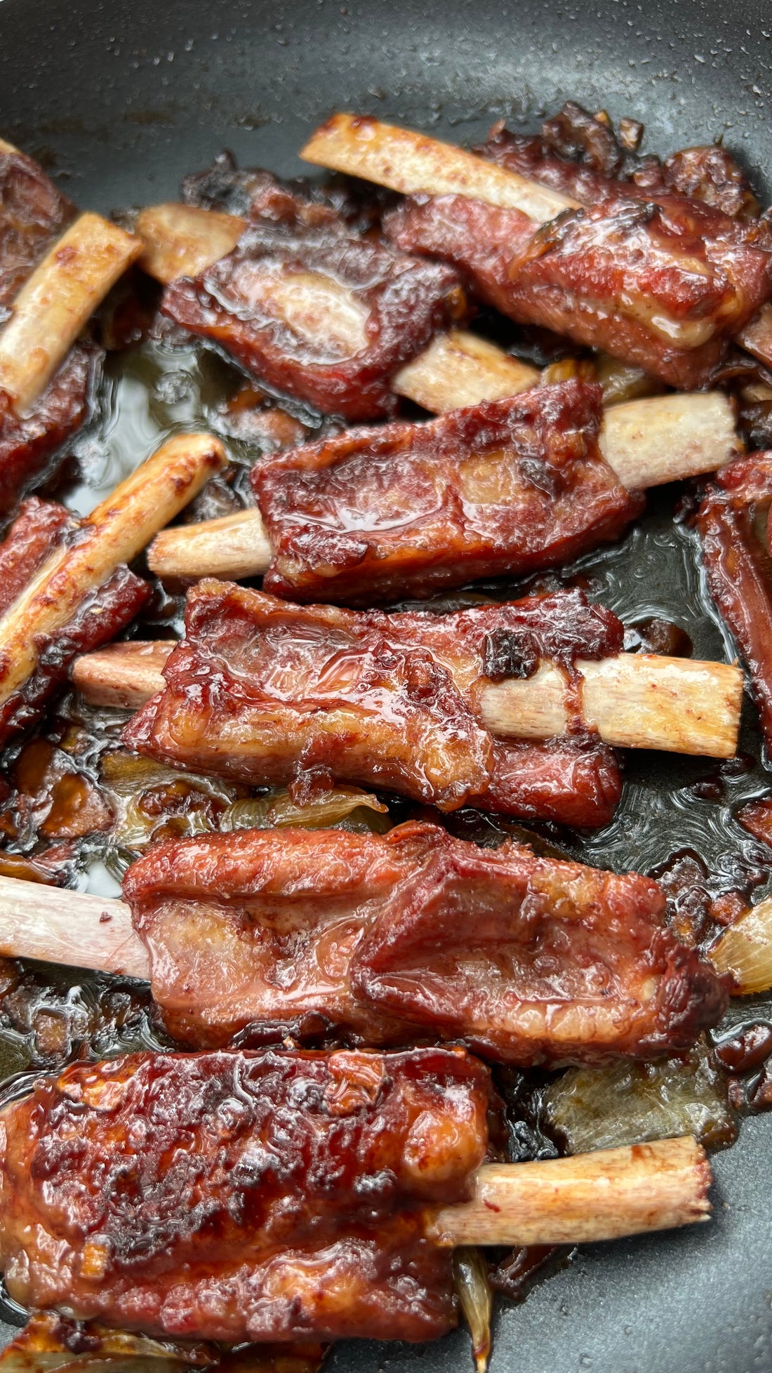 Roast pork ribs with honey soy marinade