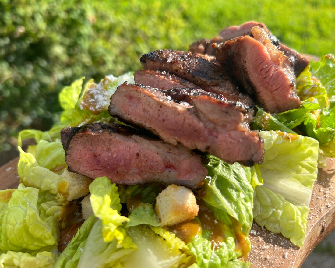 Grilled Ibérico Flank Steak with Caesar Salad