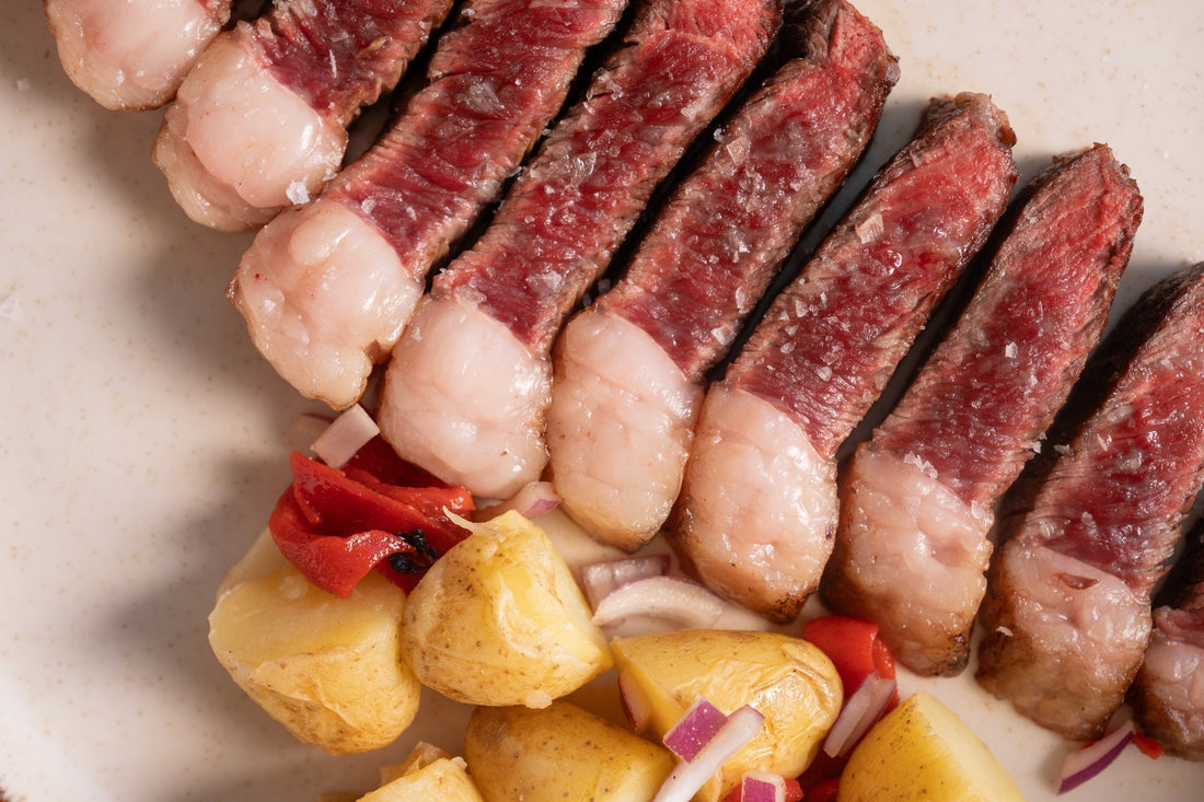 Grilled Wagyu Picanha Steak with roasted potato & red bell pepper salad