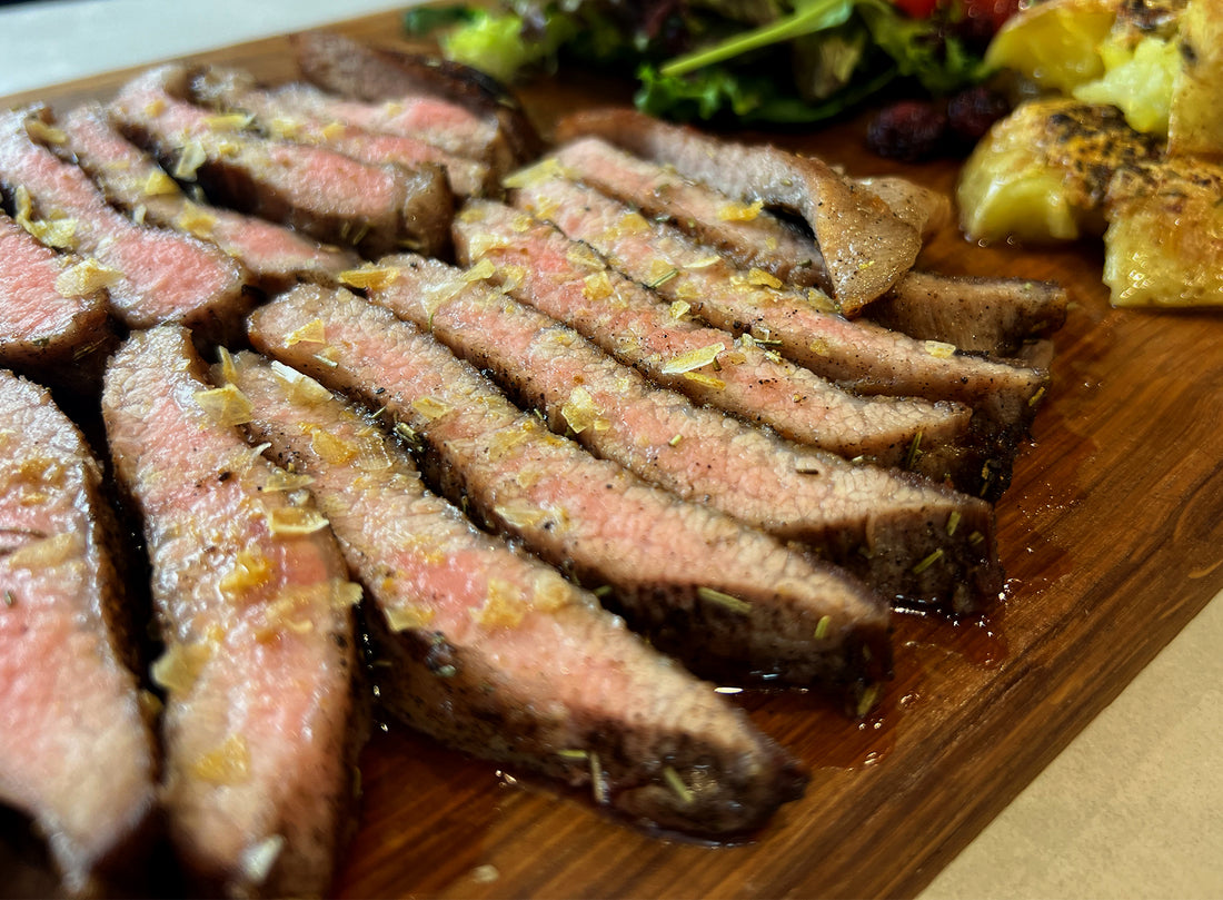 Ibérico Jowl Secreto Steak with Smashed Potatoes & Cranberry Salad