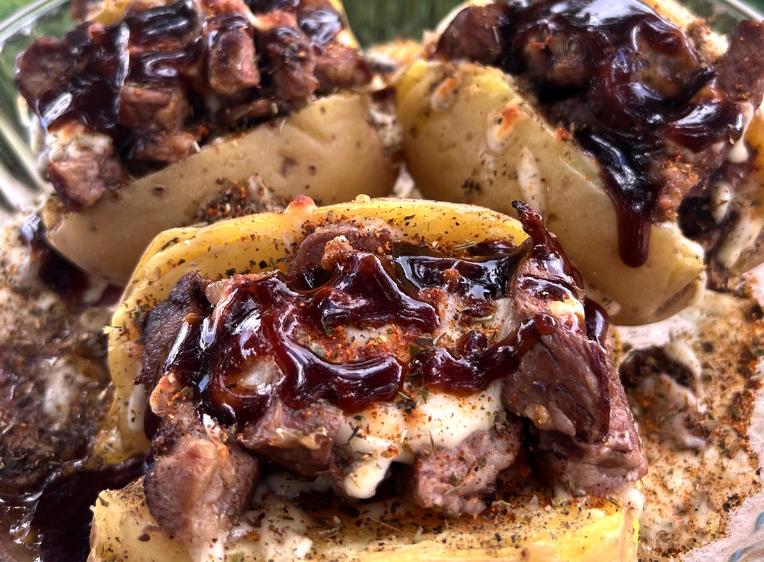 Skillet Ibérico Denver "Presa Steak-Stuffed Potatoes