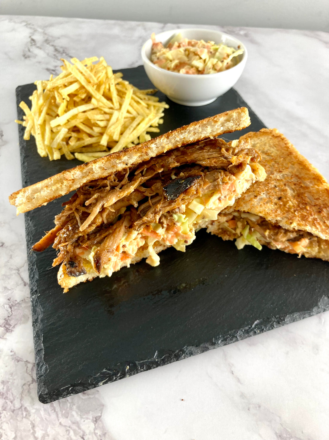 Ibérico Pork Collar "Coppa" Carnitas Sandwiches with Apple Slaw