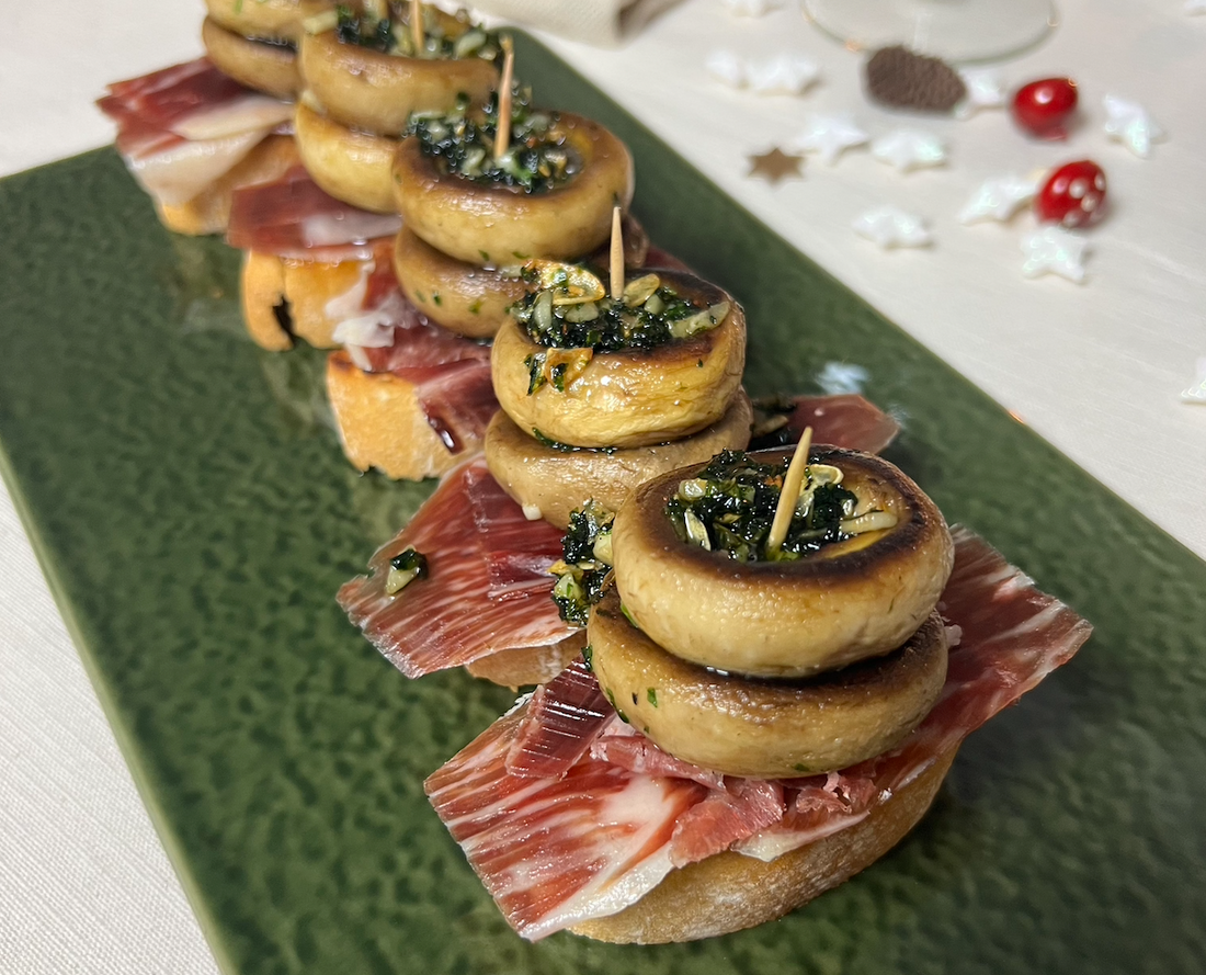 Ibérico Shoulder Ham "Paleta" & Mushroom Pintxos