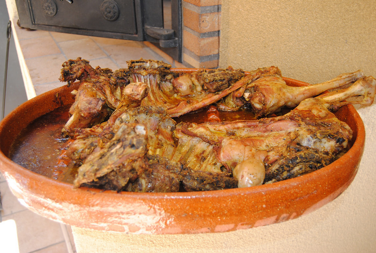 Suckling lamb baked in the oven