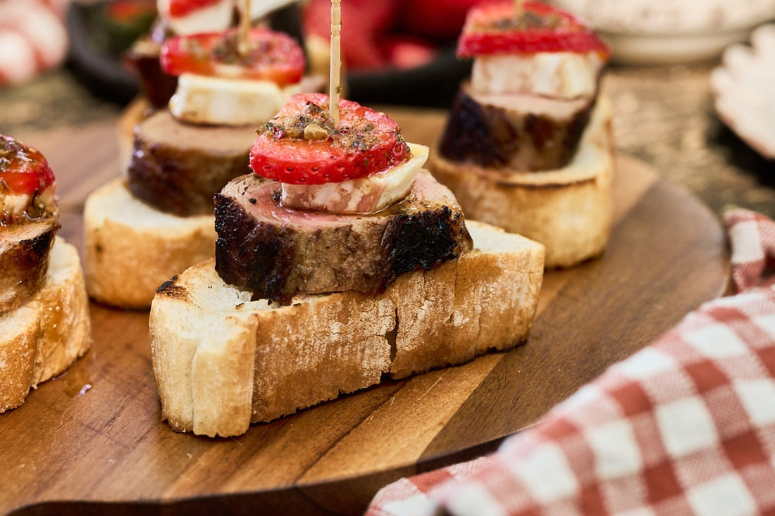 Ibérico Solomillo Bites with Brie & Strawberry