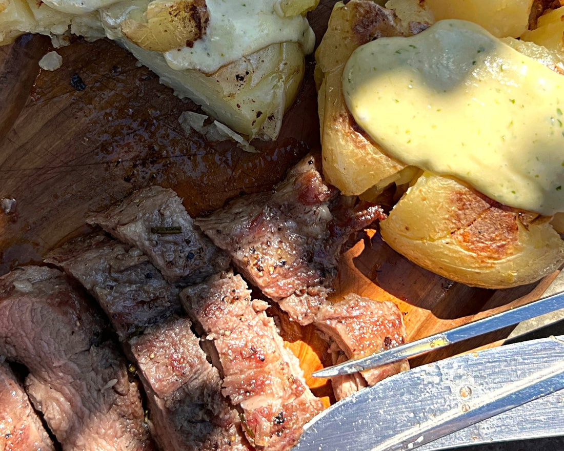 Ibérico Pluma with Smashed Potatoes and Aioli