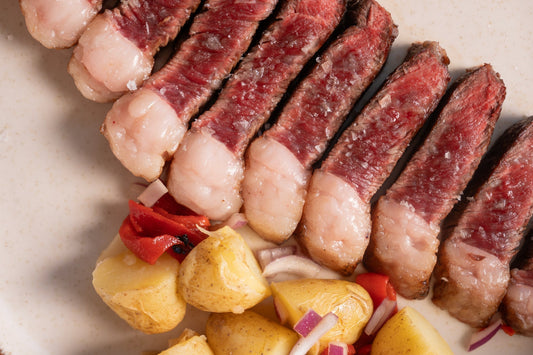 Grilled Wagyu Picanha Steak with roasted potato & red bell pepper salad
