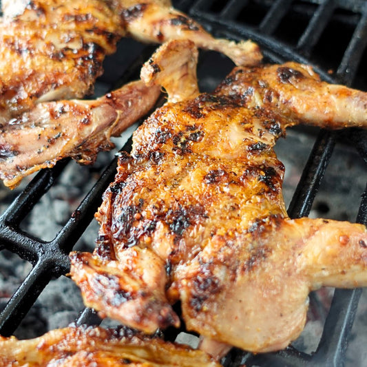 Bourbon Honey Chili Glazed Grilled Spatchcock Quail