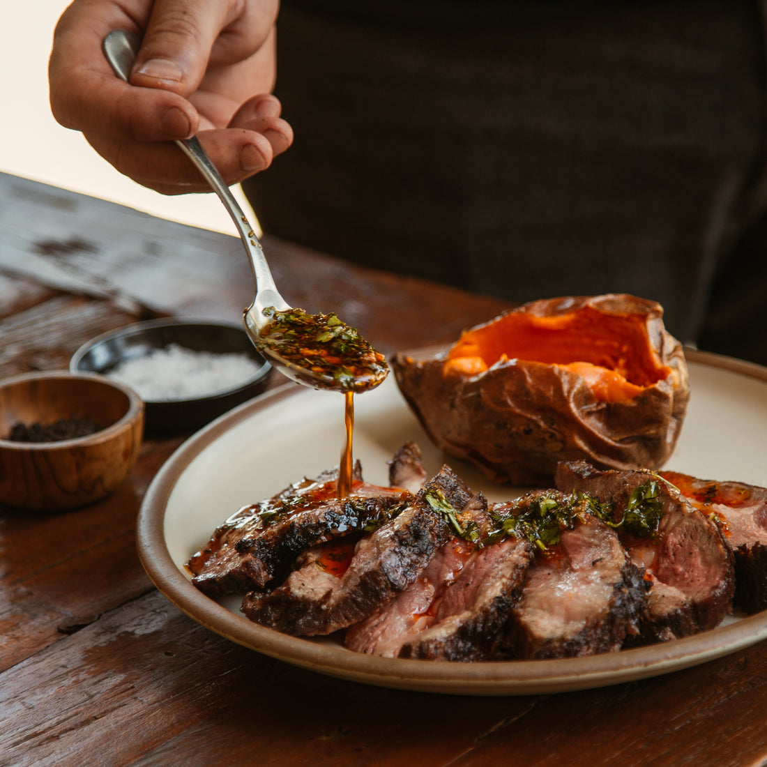 Grilled Ibérico Presa Steak with Chimichurri