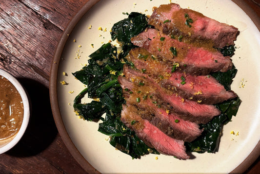 Low-Carb Ibérico Abanico with Spinach & Dijon Jus