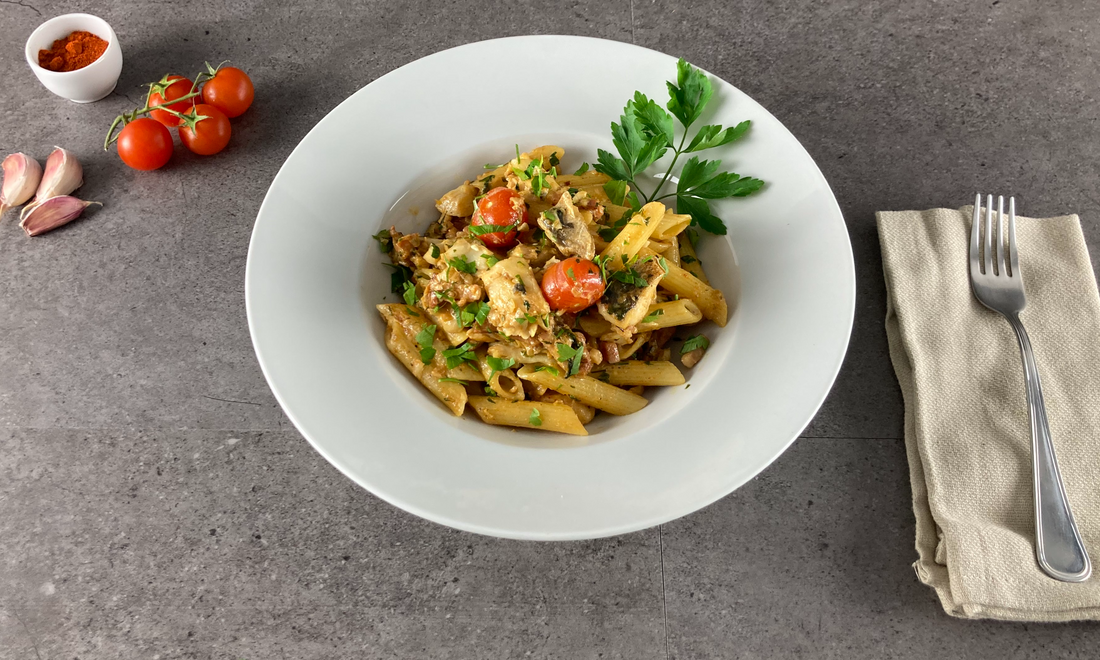 Pasta with Hake and Bacon