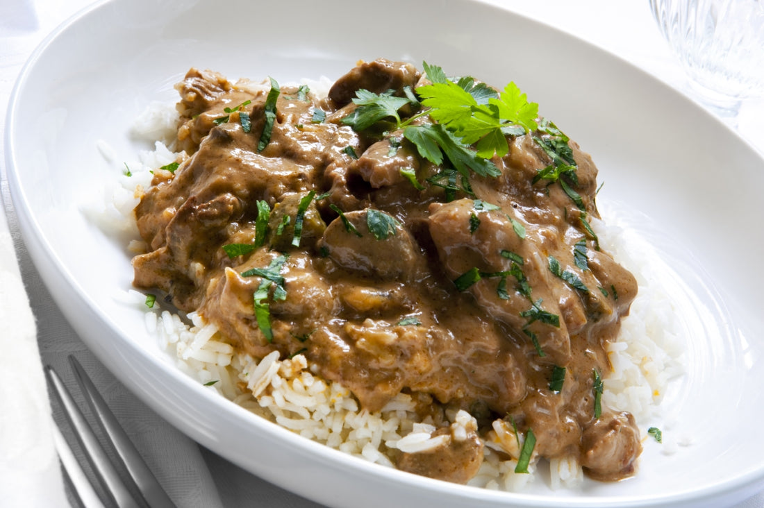 Beef with Mushrooms and Rice