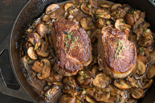 Beef tenderloin with mushroom sauce