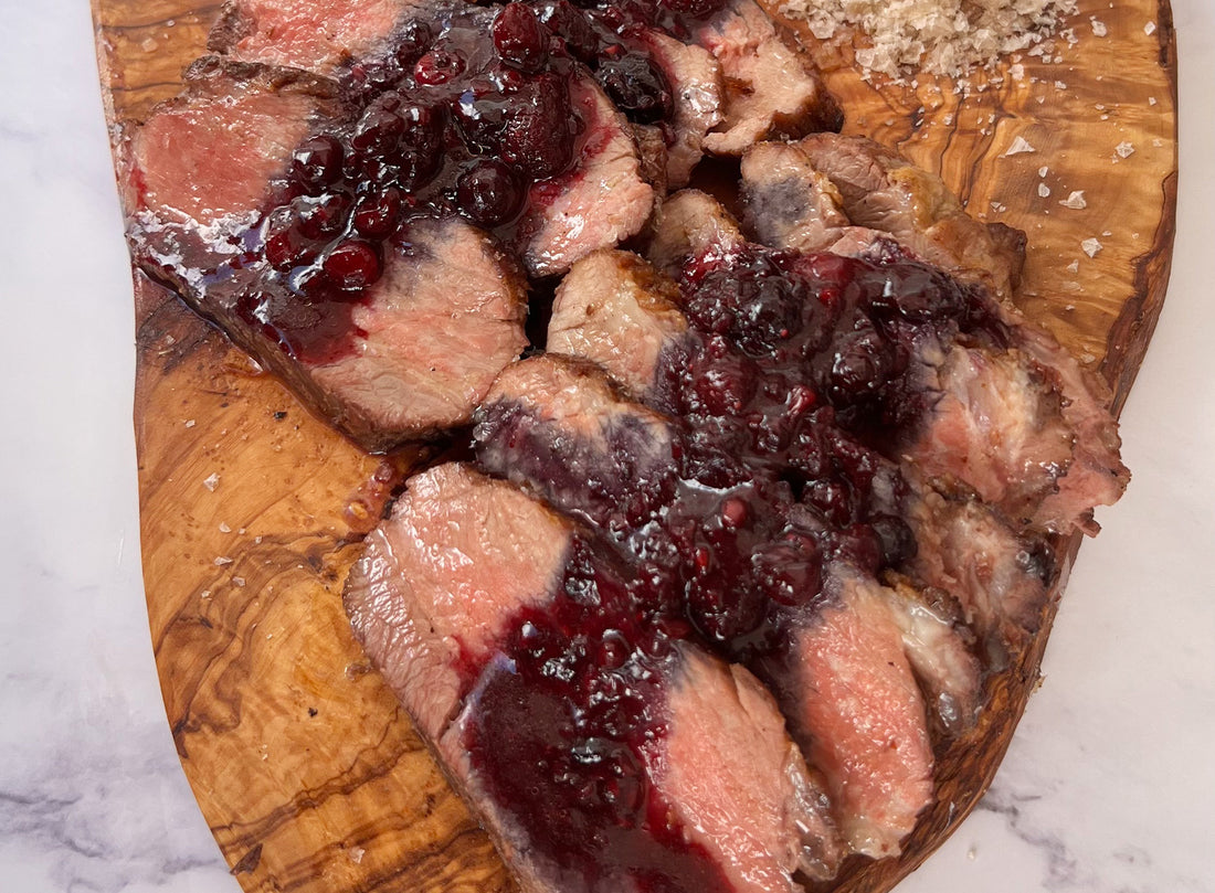 Presa Steak with Berry Lime Sauce  