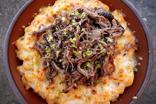 Spanish-Style Mac & Cheese with Smoked Pulled Ibérico Coppa
