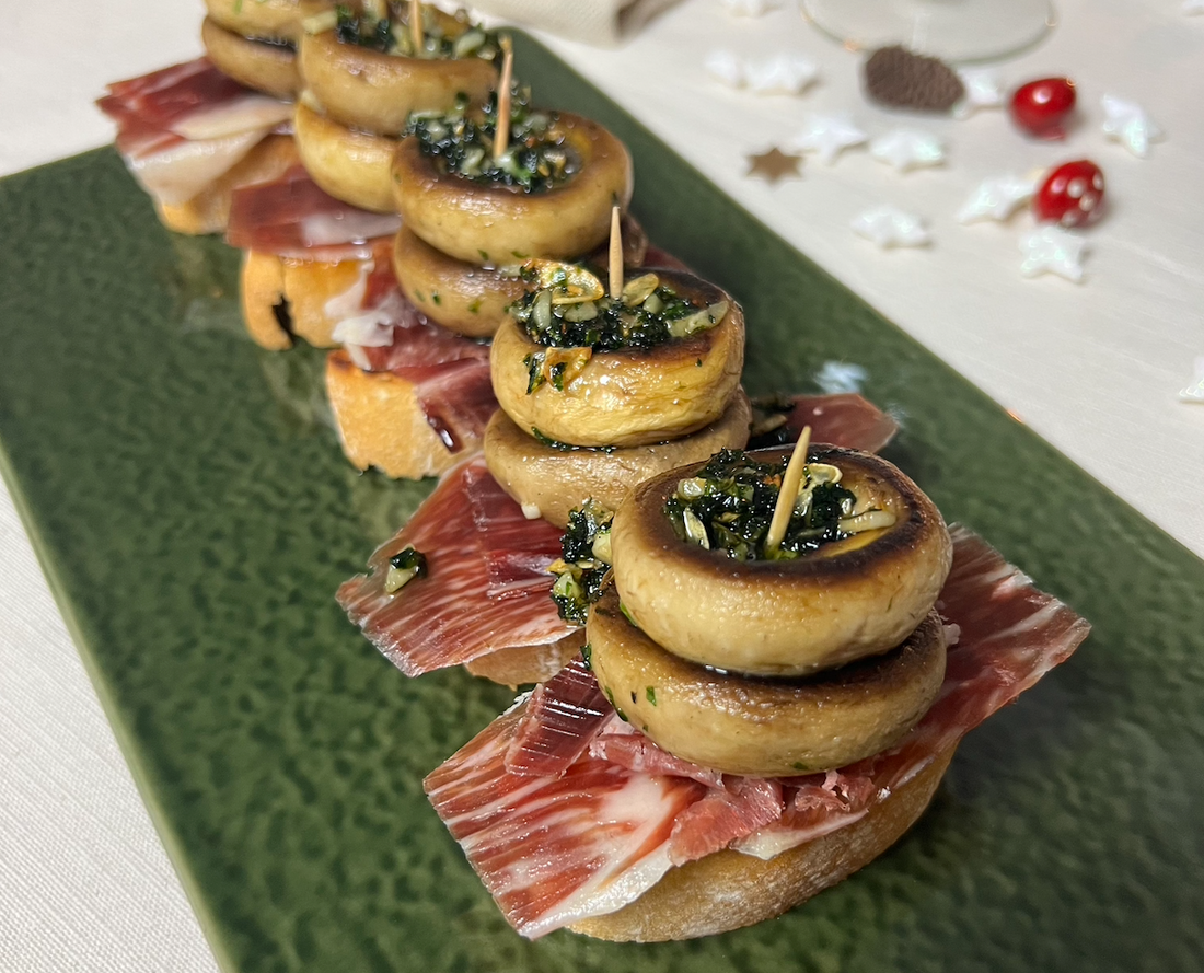 Ibérico Shoulder Ham "Paleta" & Mushroom Pintxos 