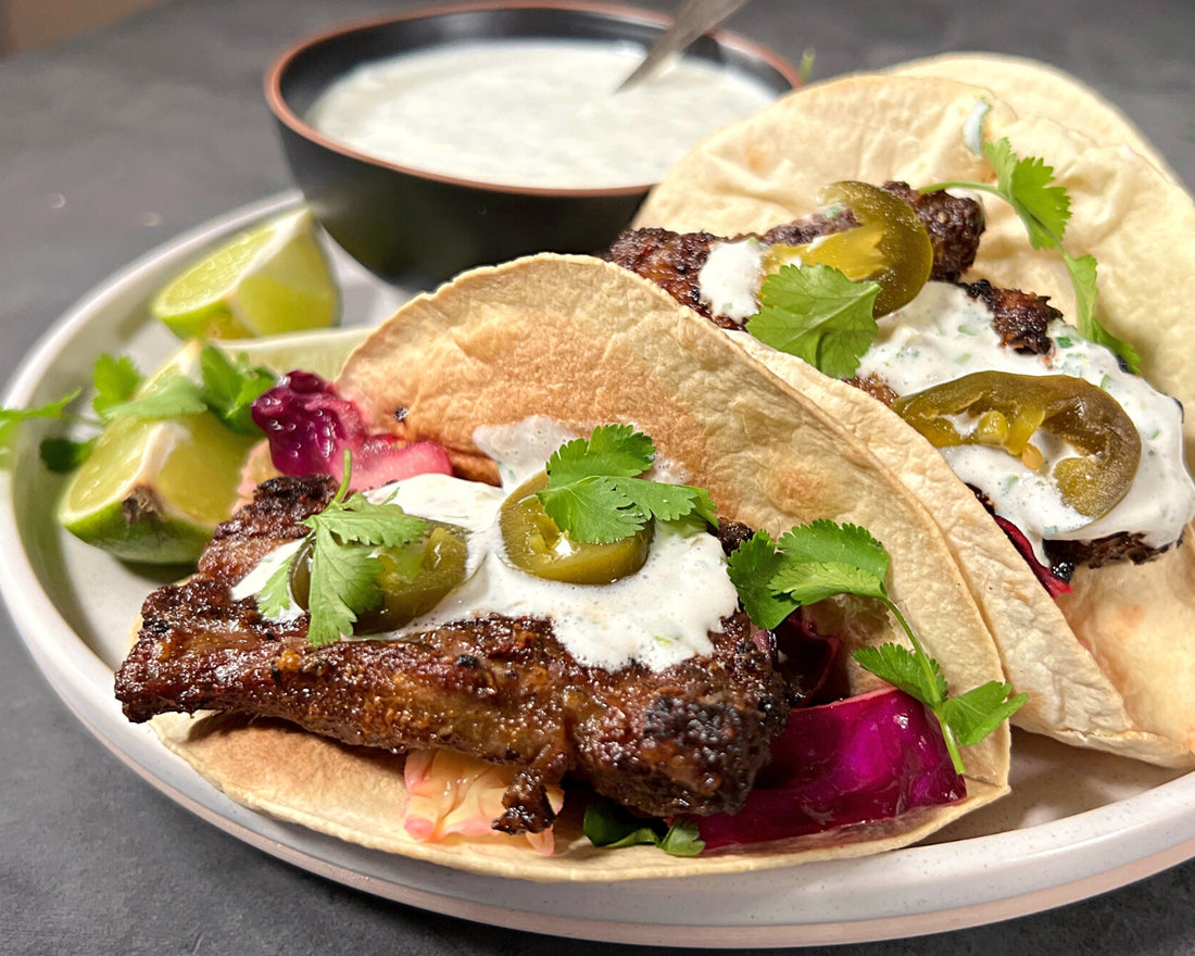 Easy Baked Pork Belly Tacos with jalapeño sauce