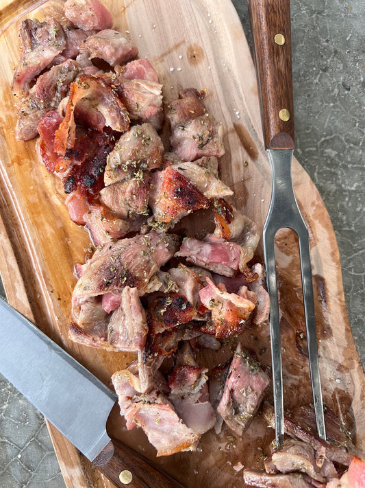 Grilled Ibérico Flank Steak & Bacon Braid with Oregano sauce