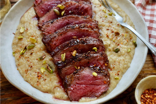 Reverse-Seared Ibérico Presa with Apple & Wine Compote