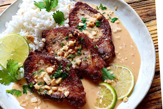 Grilled Ibérico Boneless Loin Chop with Coconut Lime Peanut Sauce