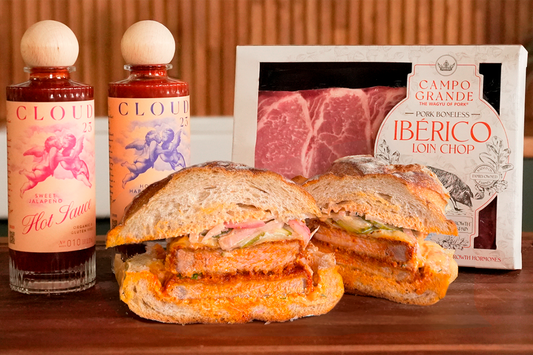 Ibérico Loin Roast Katsu sandwich with Cloud 23 Hot habanero mayo & homemade pickles