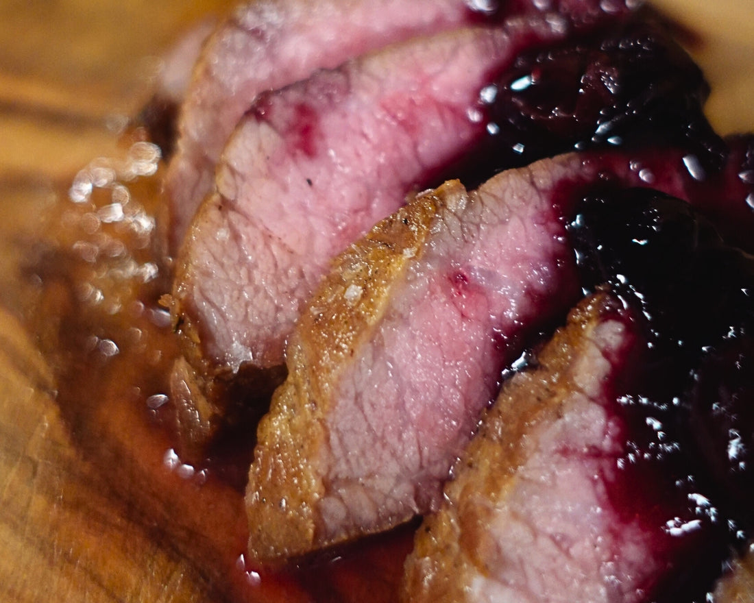 Butter-Basted Presa Strips with Cranberry Sauce