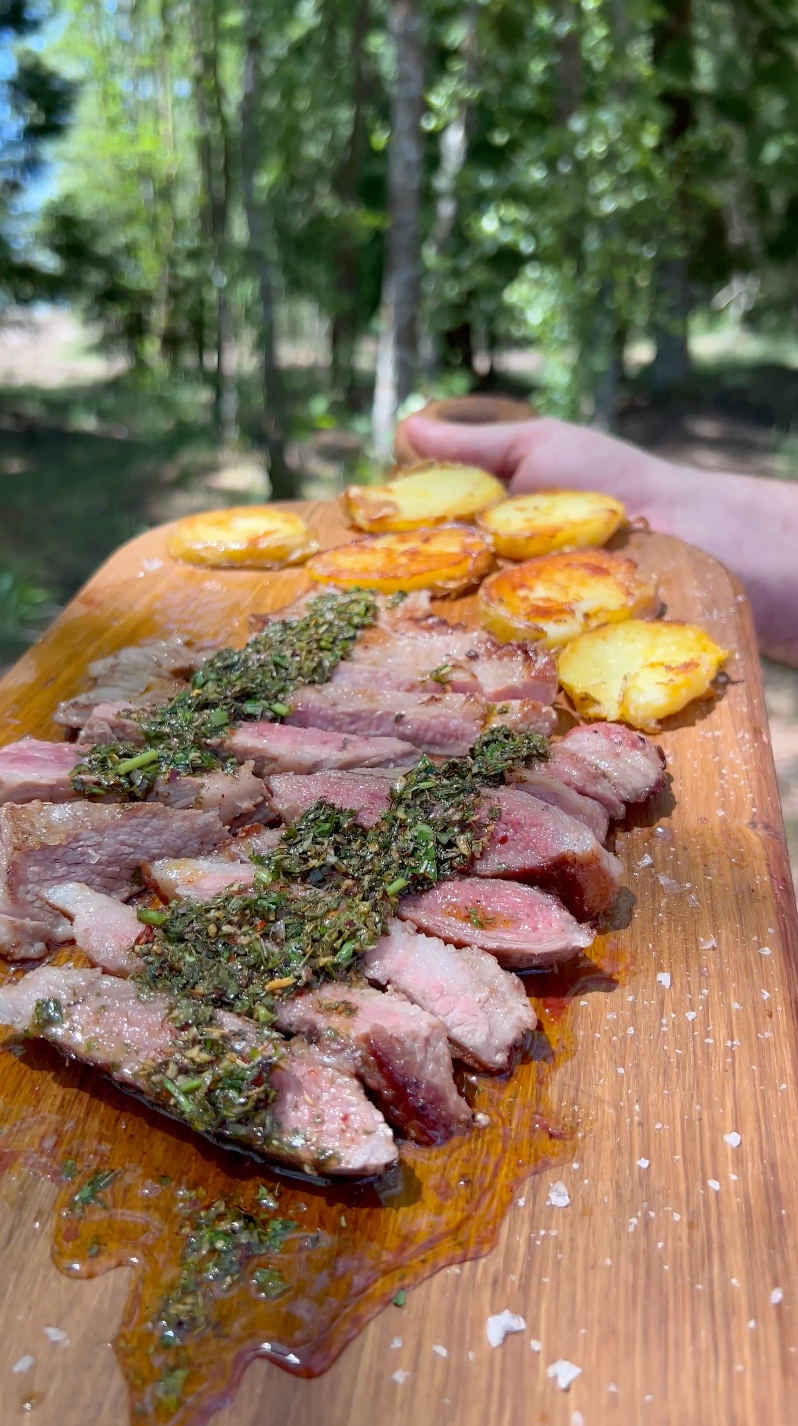 Secreto Steak with Chimichurri and Crispy Potatoes