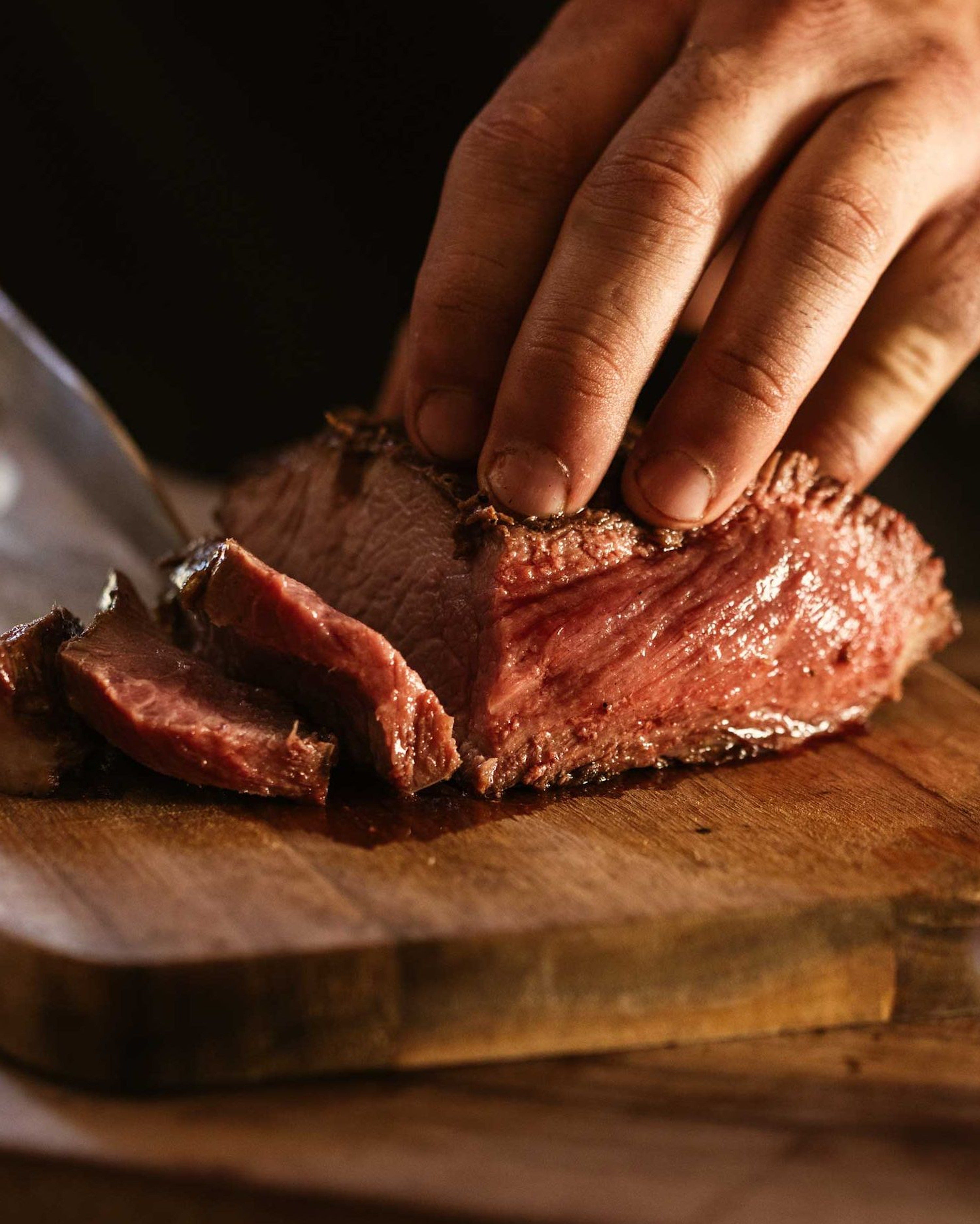 Ibérico steak seared like a ribeye, perfectly cooked medium
